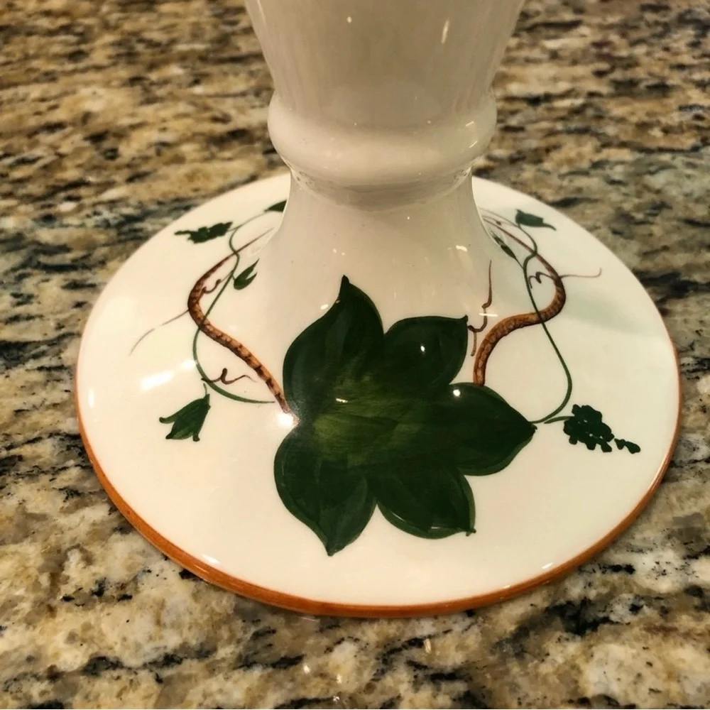 Vintage Facerarte Hand Painted Candlestick Set
